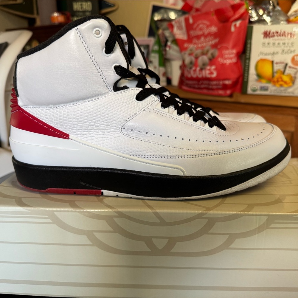 Jordan Sneakers in White, Black, and Red